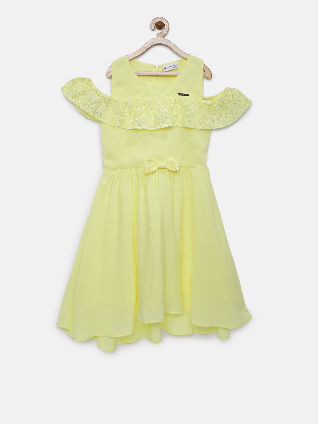 

Peppermint Girls Yellow Solid Fit and Flare Dress