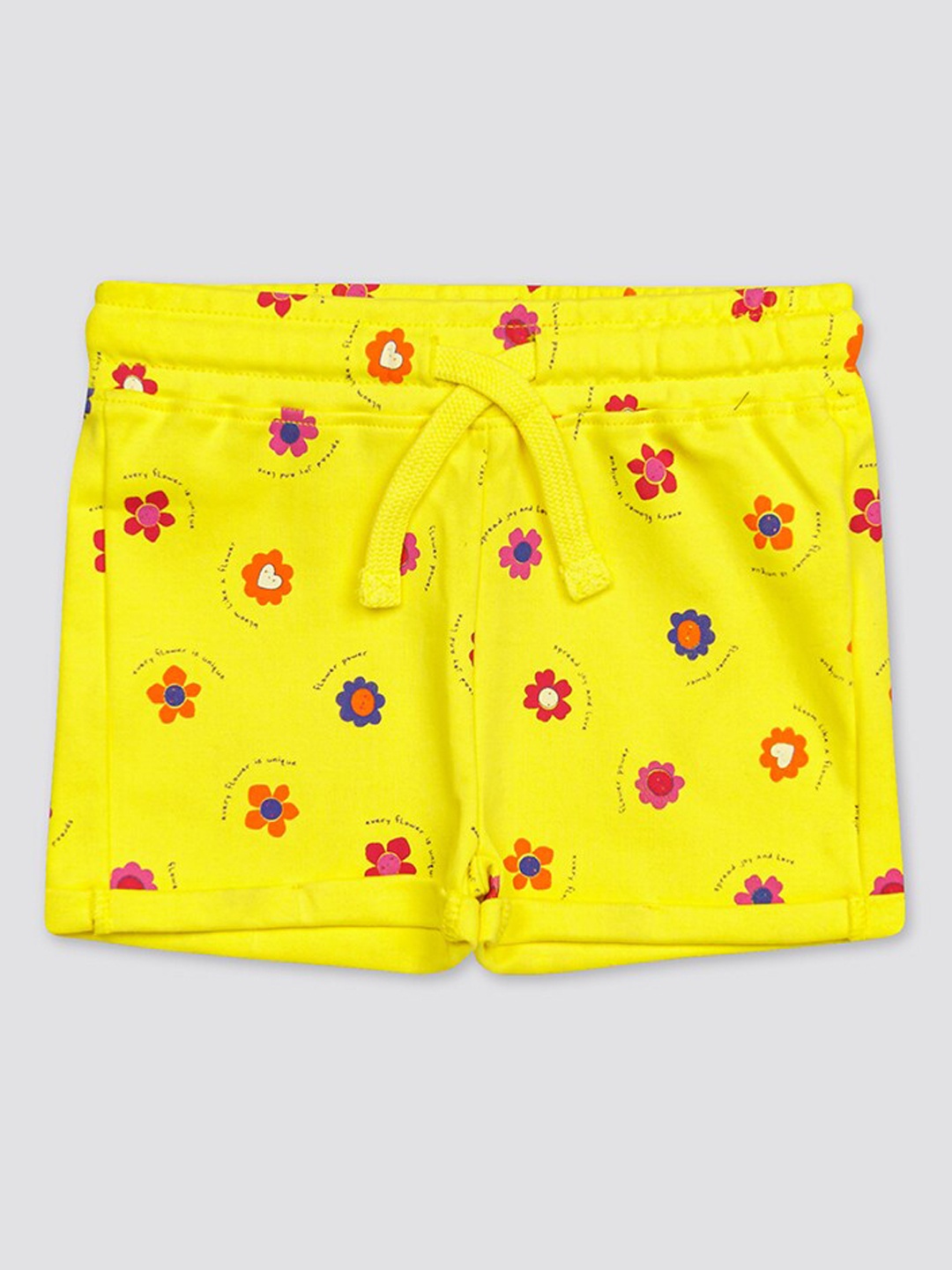 

H By Hamleys Girls Floral Printed Cotton Shorts, Yellow