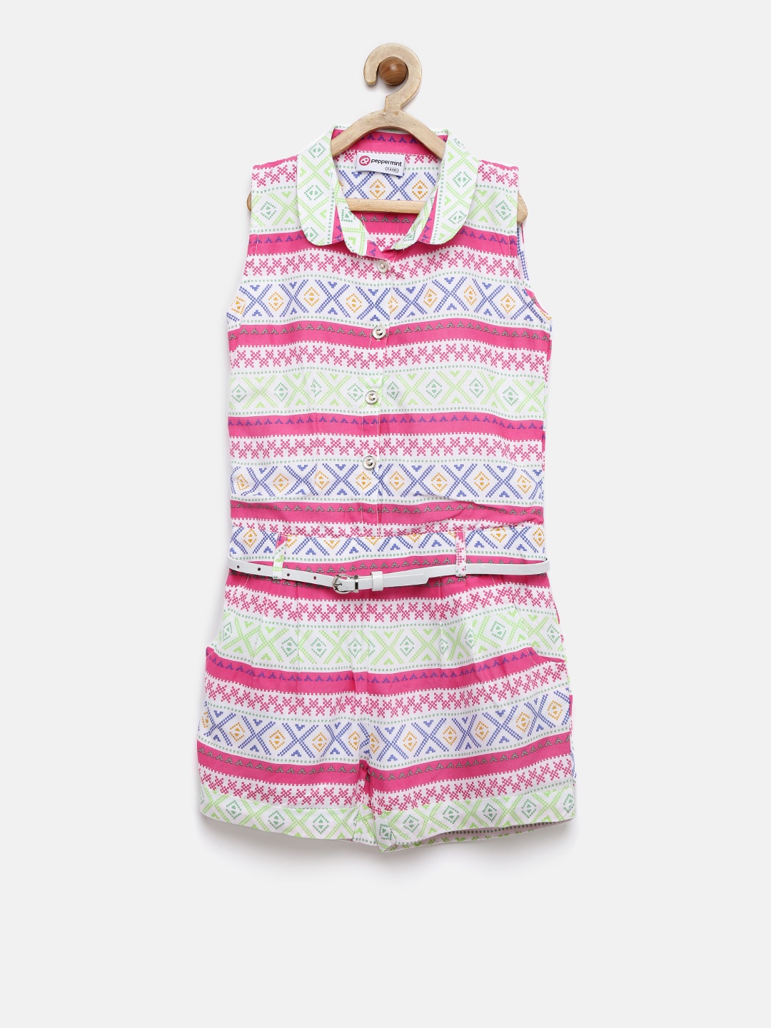 

Peppermint Pink & Off-White Printed Playsuit