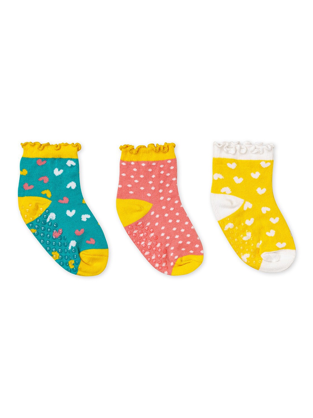 

H By Hamleys Infants Girls Pack Of 3 Printed Pure Cotton Calf-Length Socks, Blue