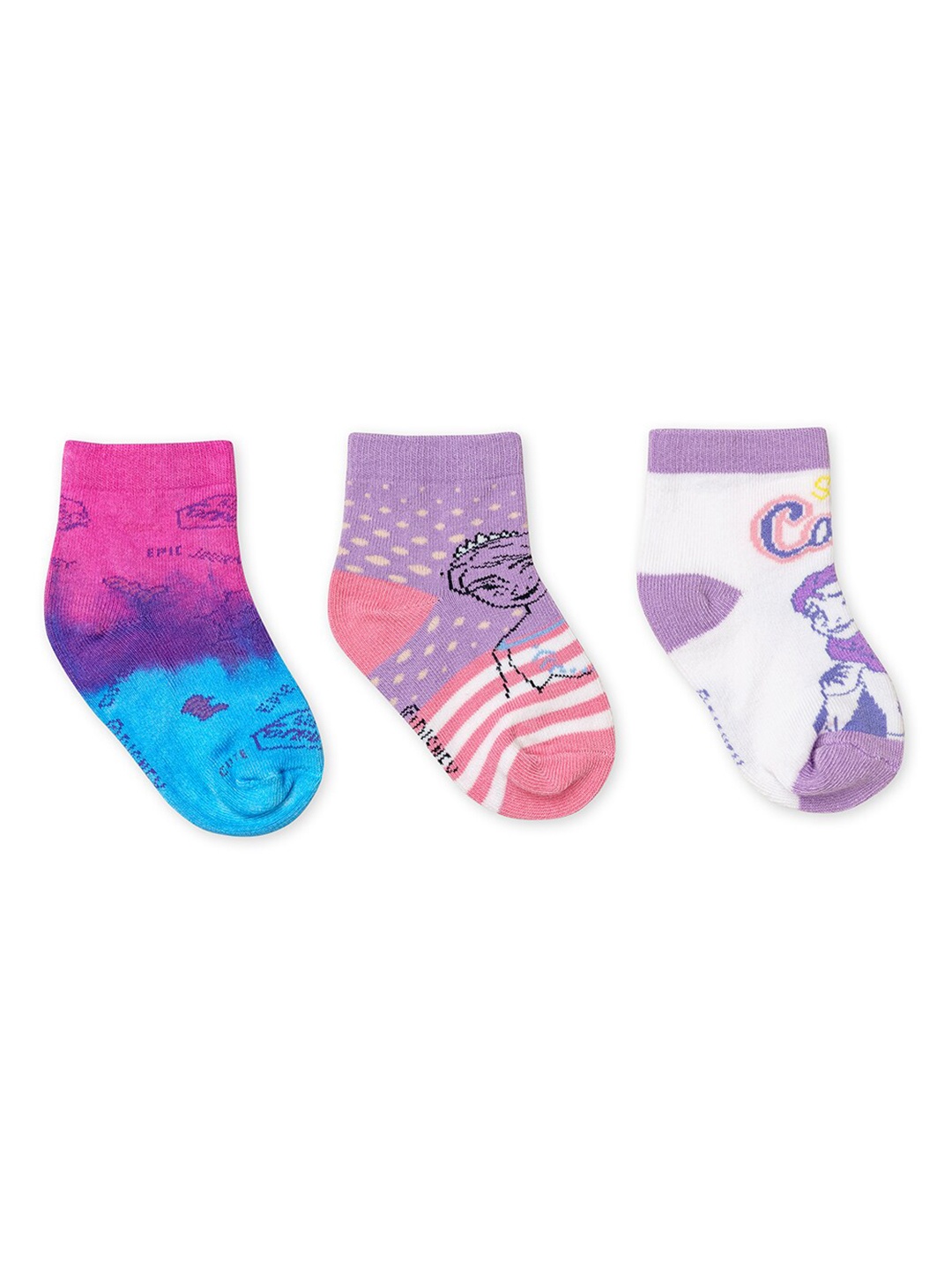 

H By Hamleys Infants Girls Pack Of 3 Patterned Pure Cotton Calf-length Socks, Pink
