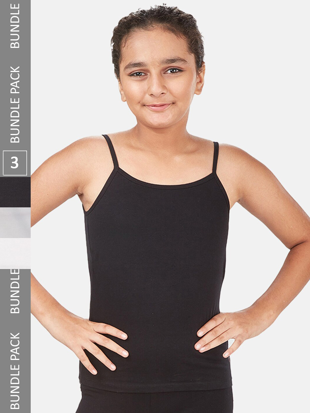 

You Got Plan B Girls Pack Of 3 Lightly-Padded Camisoles, White