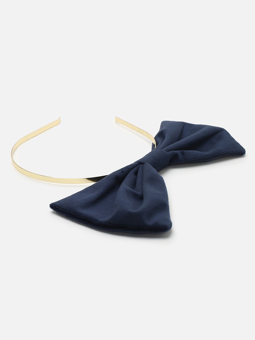 

FOREVER 21 Women Navy Blue & Gold-Toned Bow Embellished Hairband