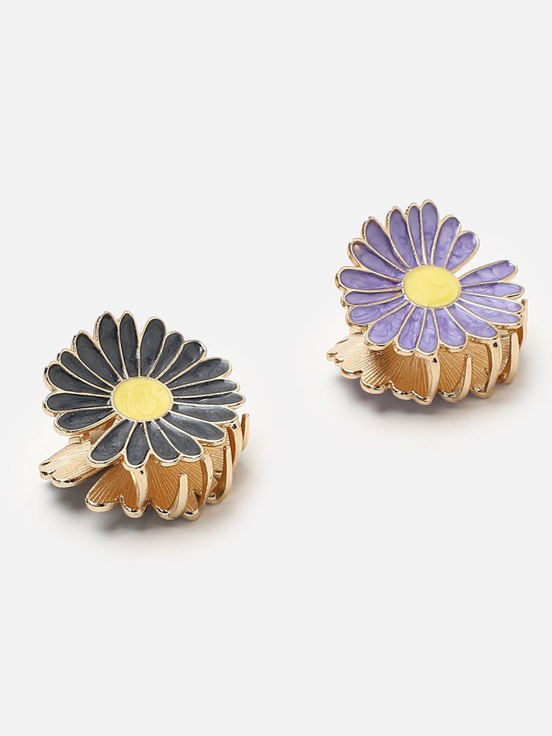

FOREVER 21 Women Set of 2 Gold-Toned & Black Claw Clips