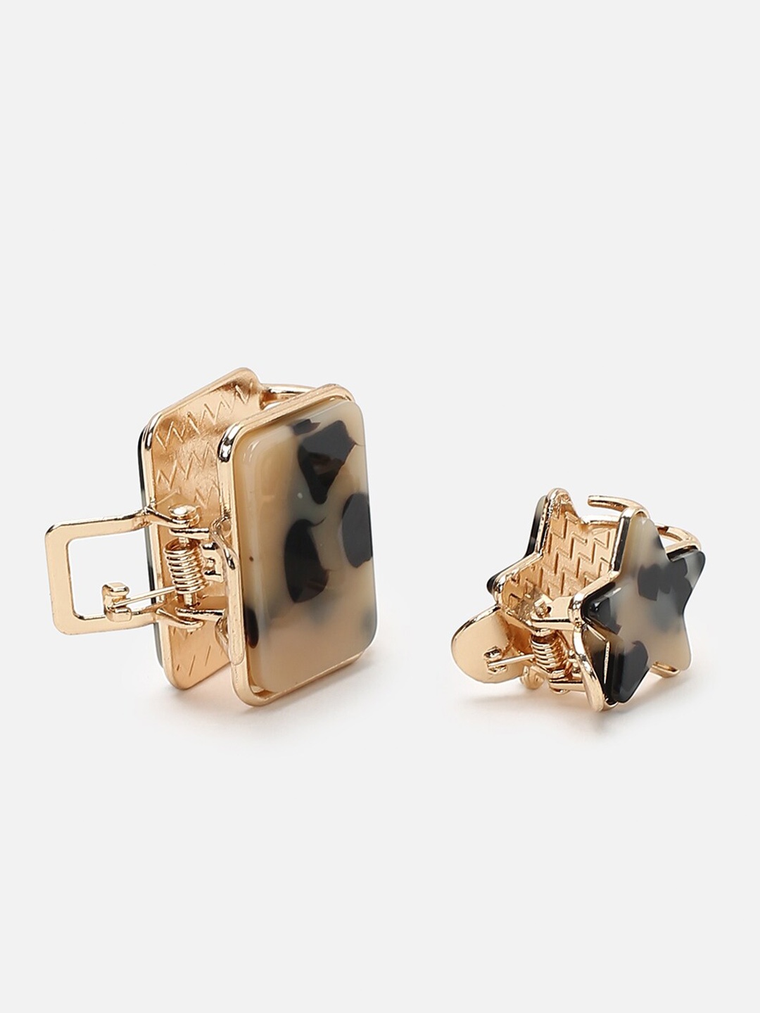 

FOREVER 21 Women Set of 2 Gold-Toned & Peach-Coloured Claw Clips