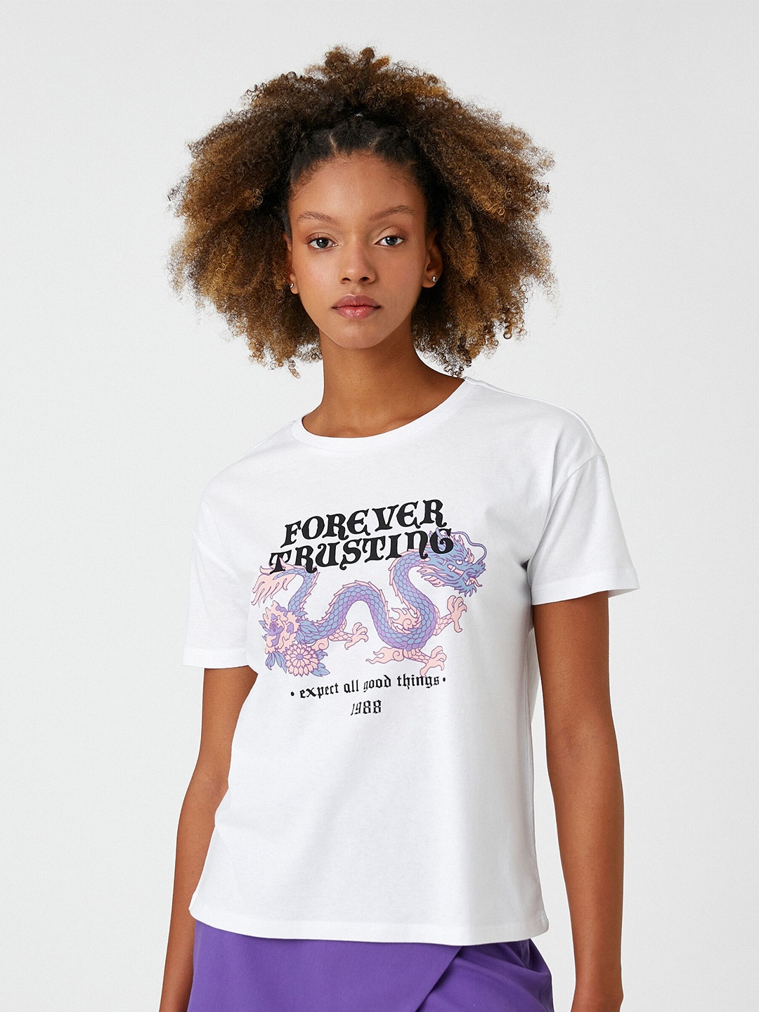 

Koton Typography Printed Regular Fit Pure Cotton Casual T-Shirt, White