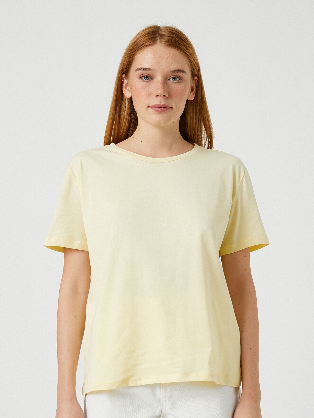 

Koton Drop-Shoulder Sleeves Cotton Regular T-shirt, Yellow