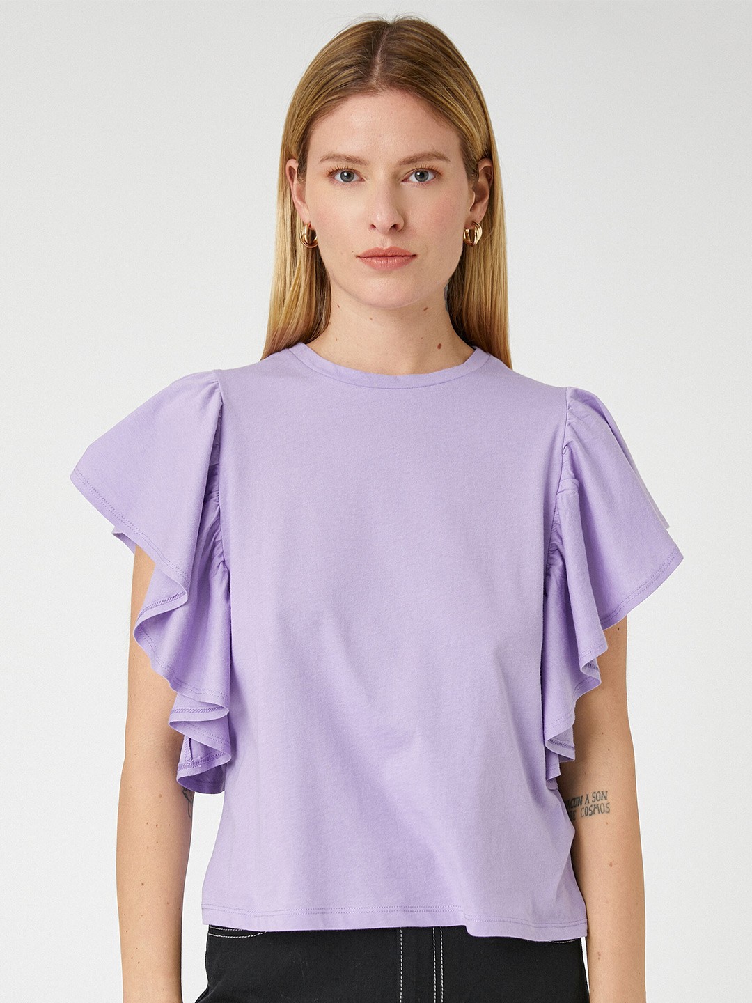 

Koton Flared Sleeves Cotton Regular Top, Purple