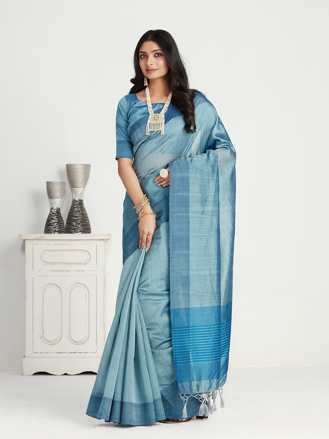 

MIMOSA Woven Design Kanjeevaram Saree, Blue