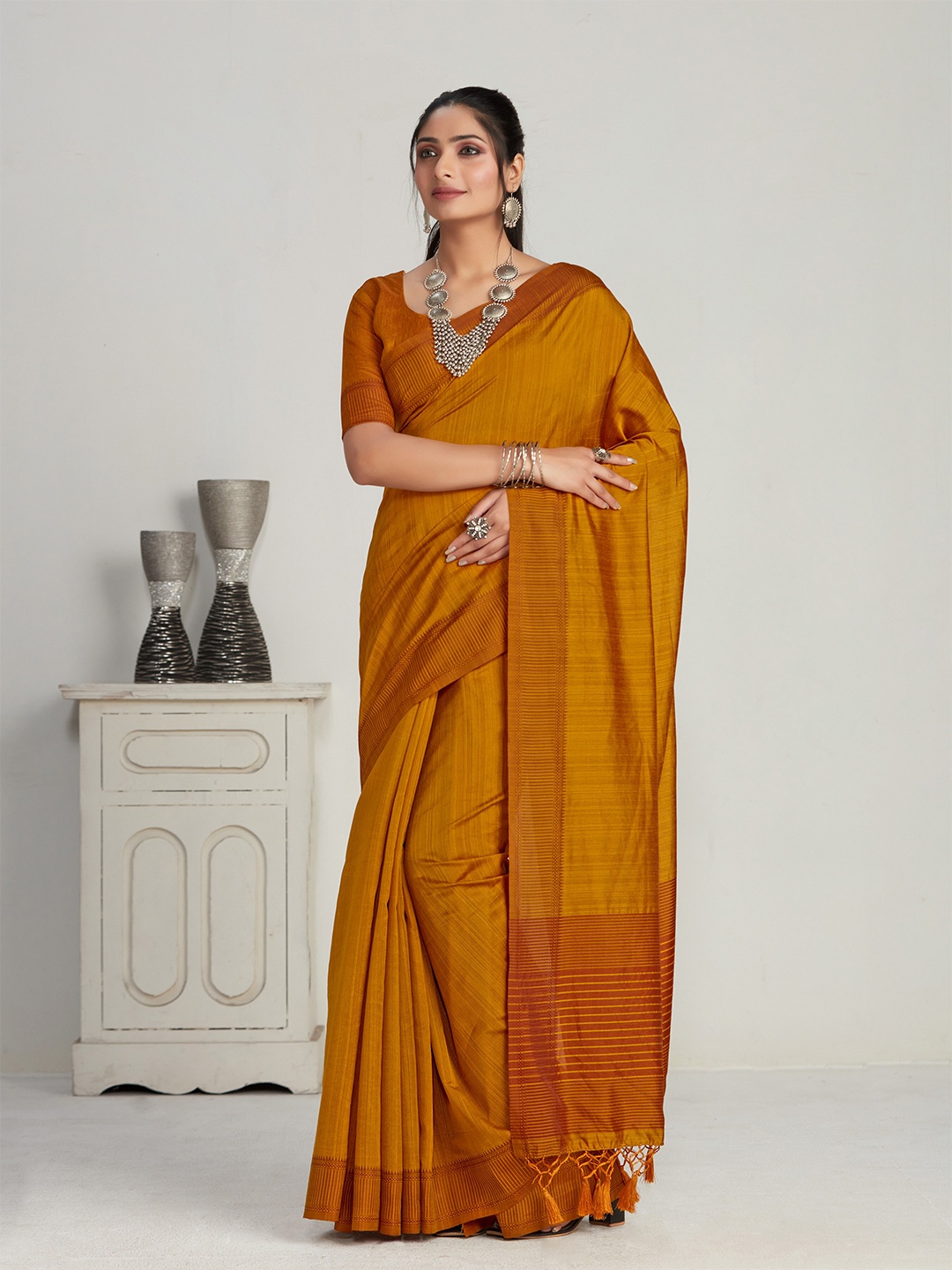 

MIMOSA Woven Design Kanjeevaram Saree, Tan