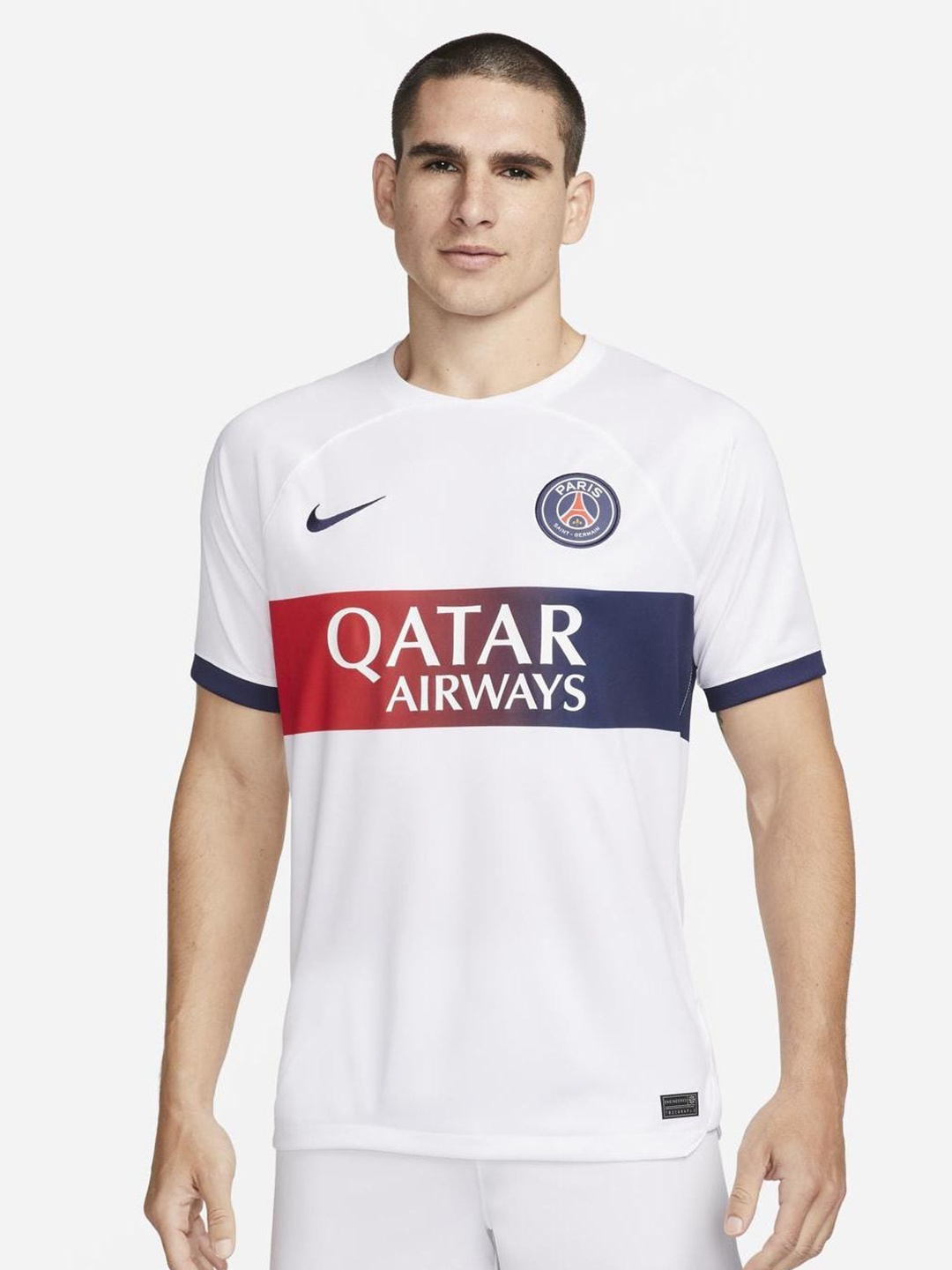 

Nike Paris Saint-Germain 2023/24 Stadium Away Dri-Fit Football T-Shirt, White