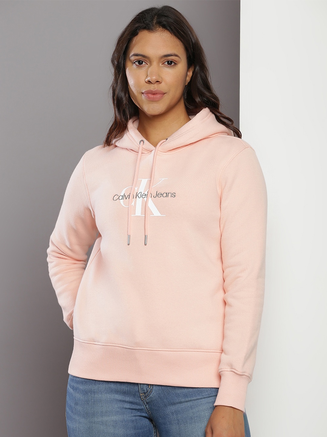 

Calvin Klein Jeans Typography Printed Hooded Sweatshirt, Pink