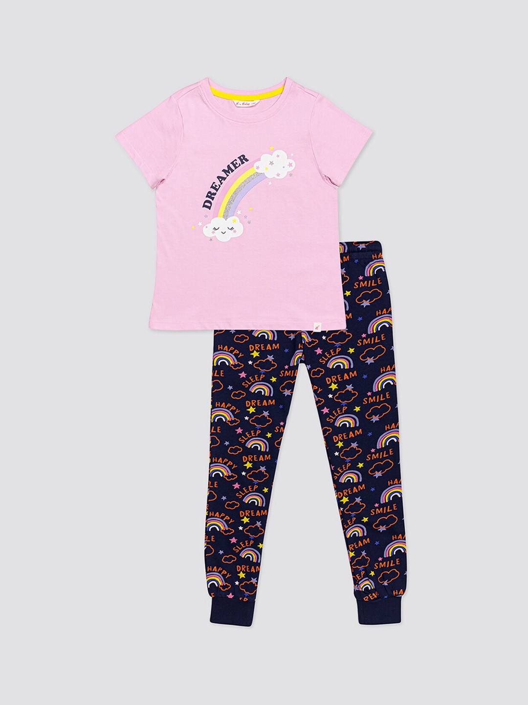 

H By Hamleys Girls Graphic Printed T-shirt With Pyjamas, Pink