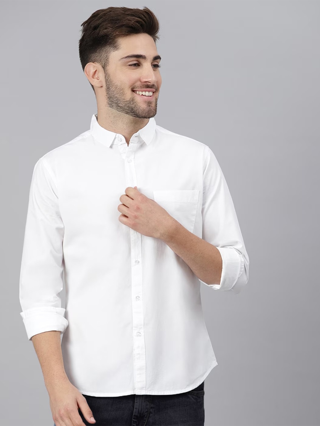 

Jb Just BLACK Premium Spread Collar Slim Fit Cotton Casual Shirt, White