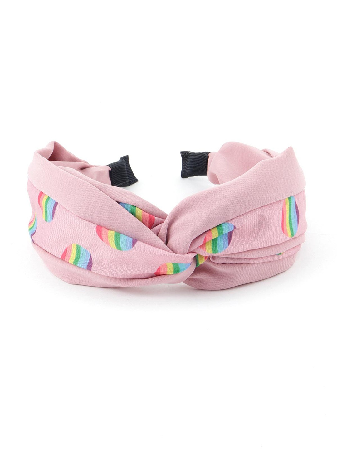 

ODETTE Women Rainbow Printed Hairband, Pink