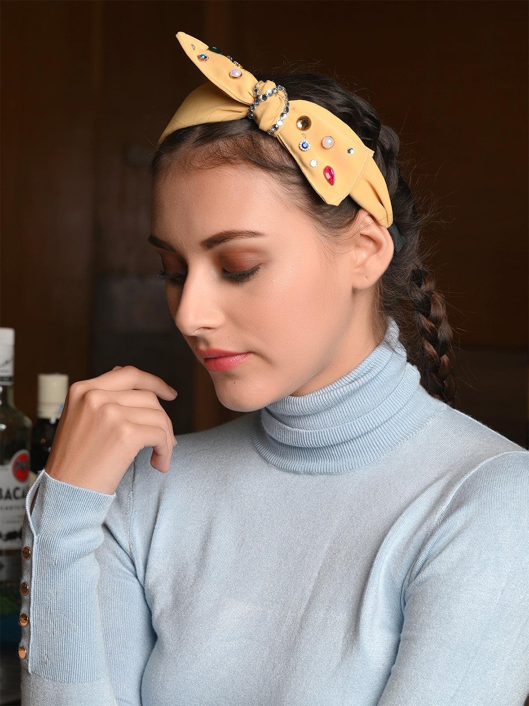 

ODETTE Embellished Hairband, Yellow