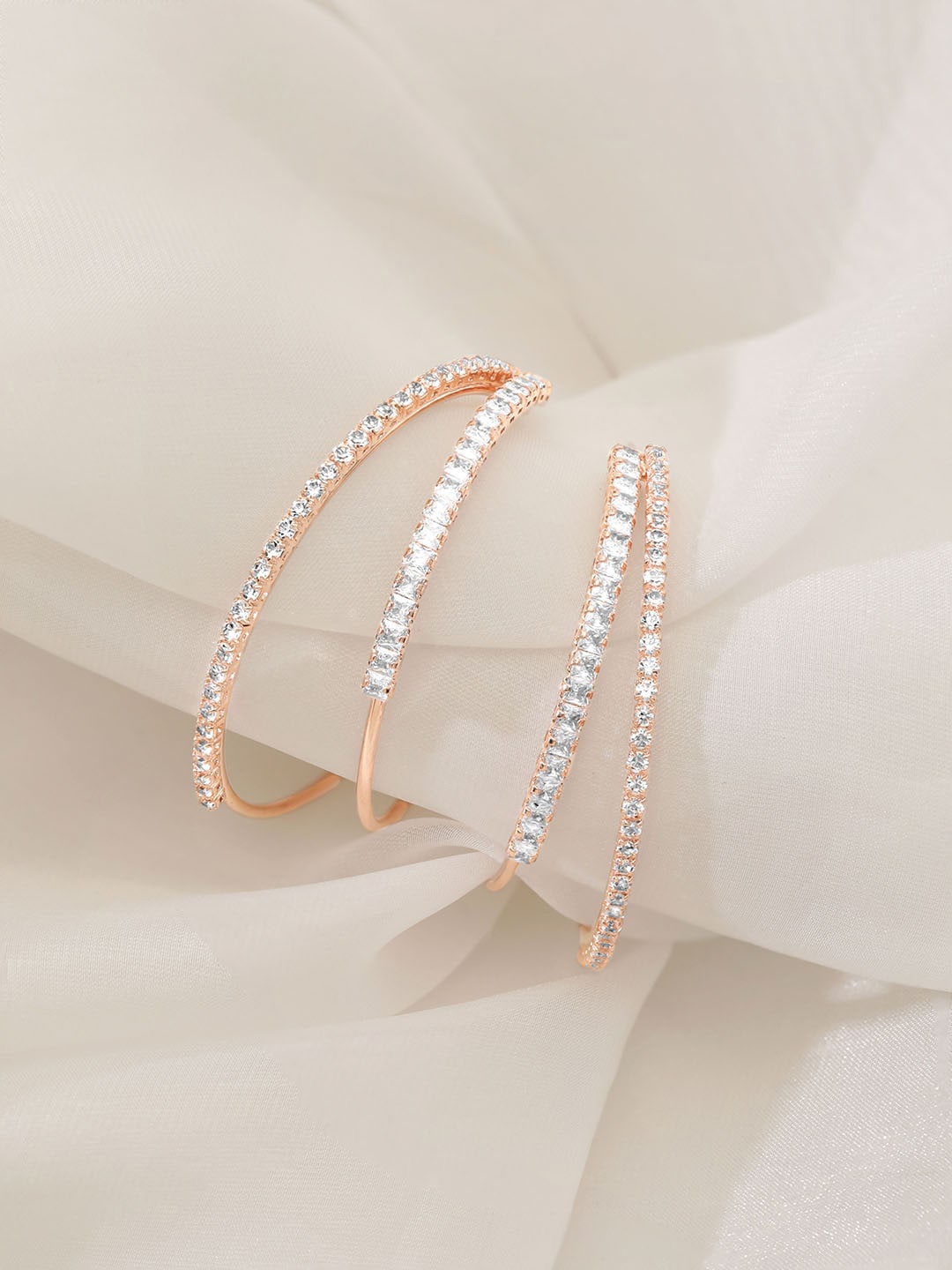 

Rubans Voguish Rose Gold-Plated Circular Hoop Earrings