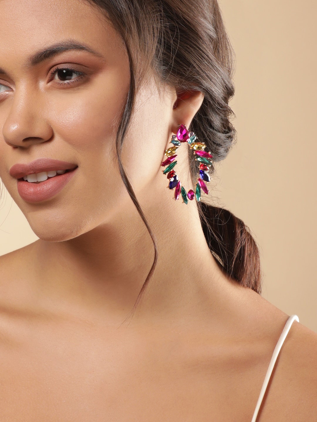 

Rubans Voguish Oval Studs Earrings, Multi