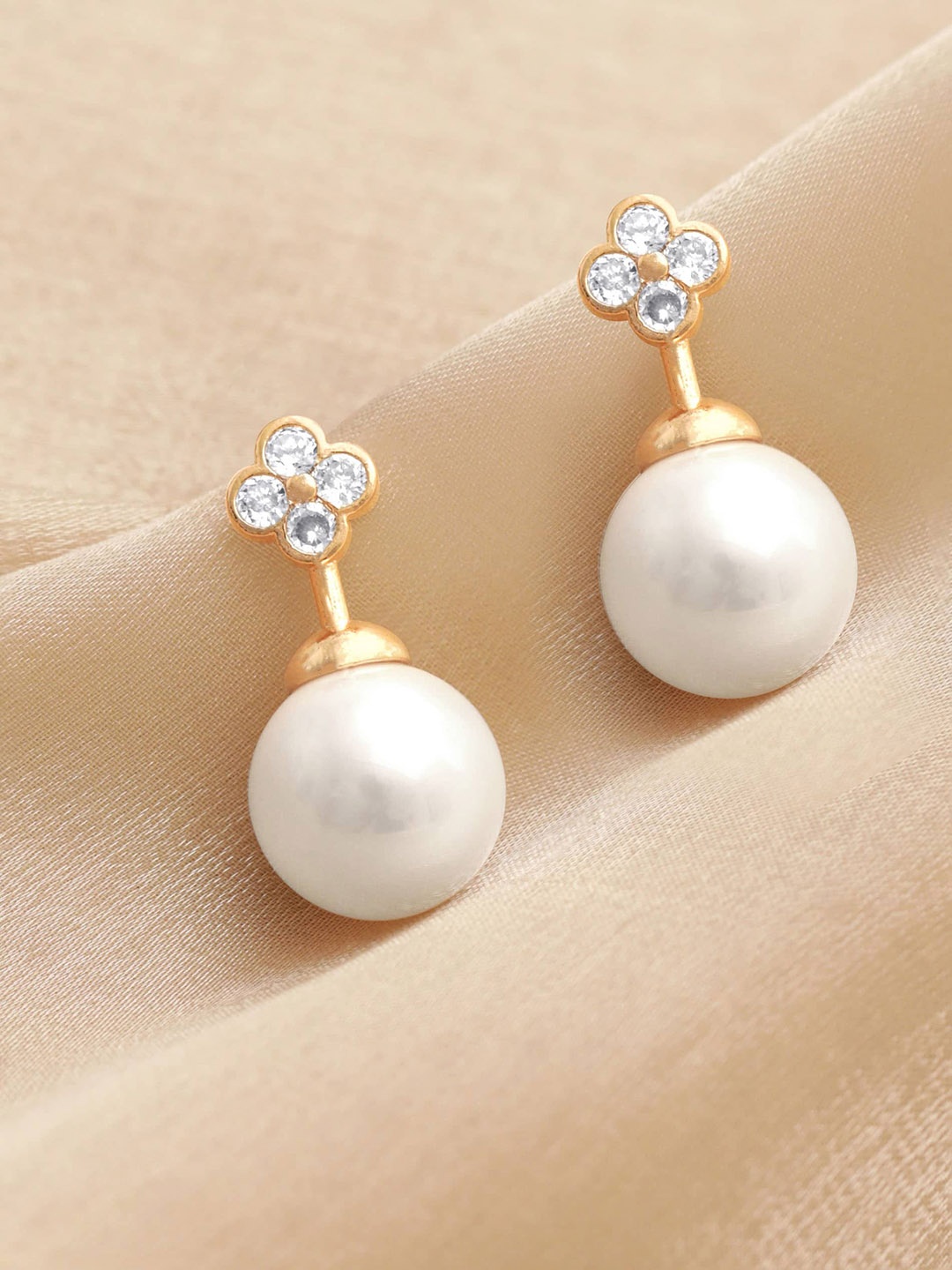

Rubans Voguish Circular Drop Earrings, White