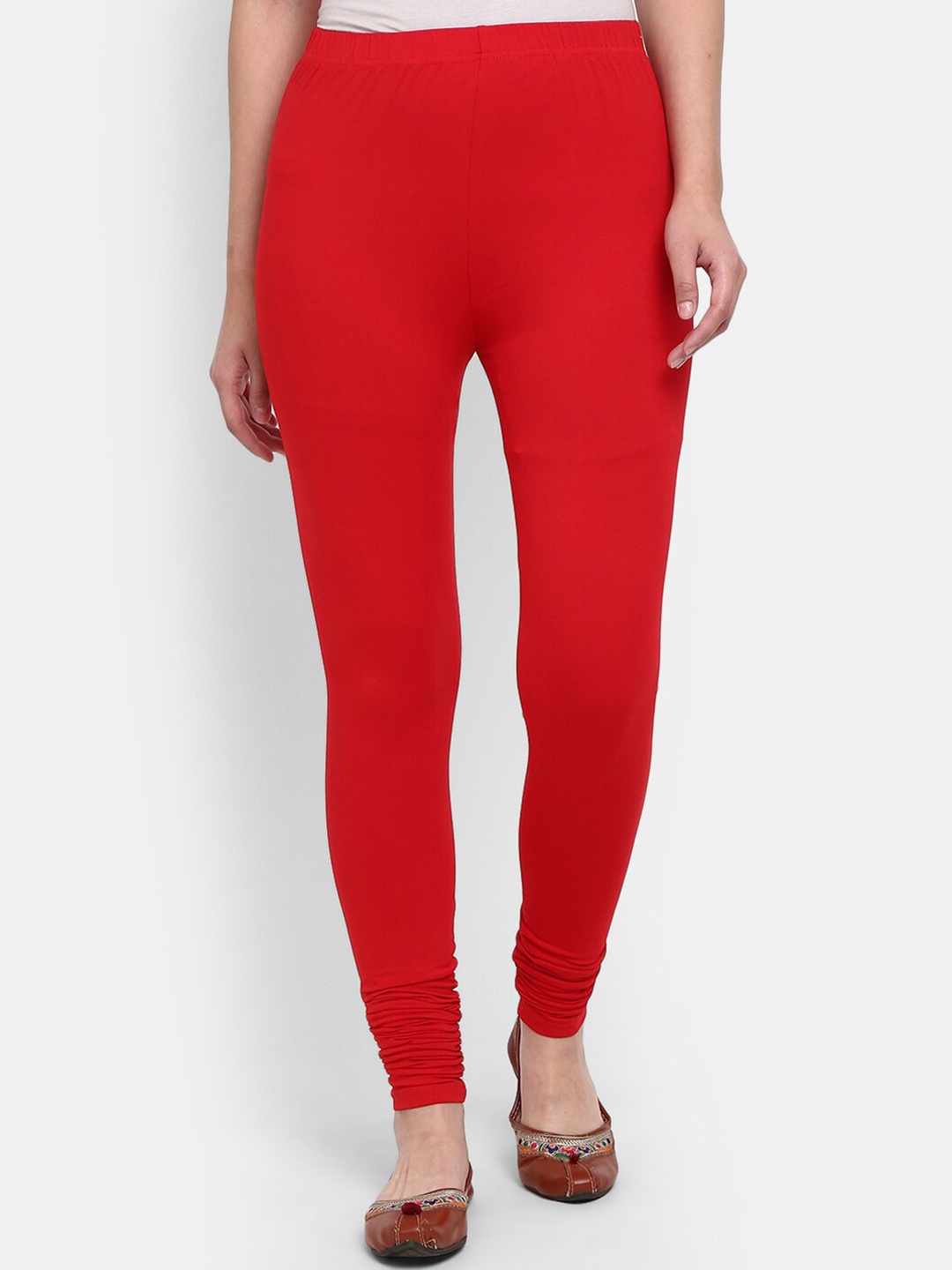 

V-Mart Women Churidar Length Leggings, Red