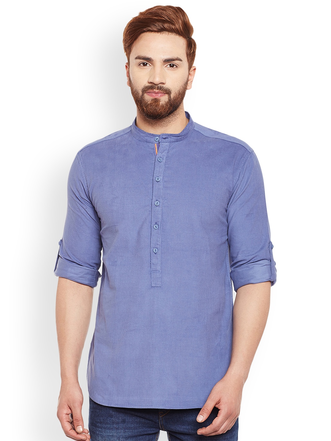 

even Men Blue Solid Straight Kurta