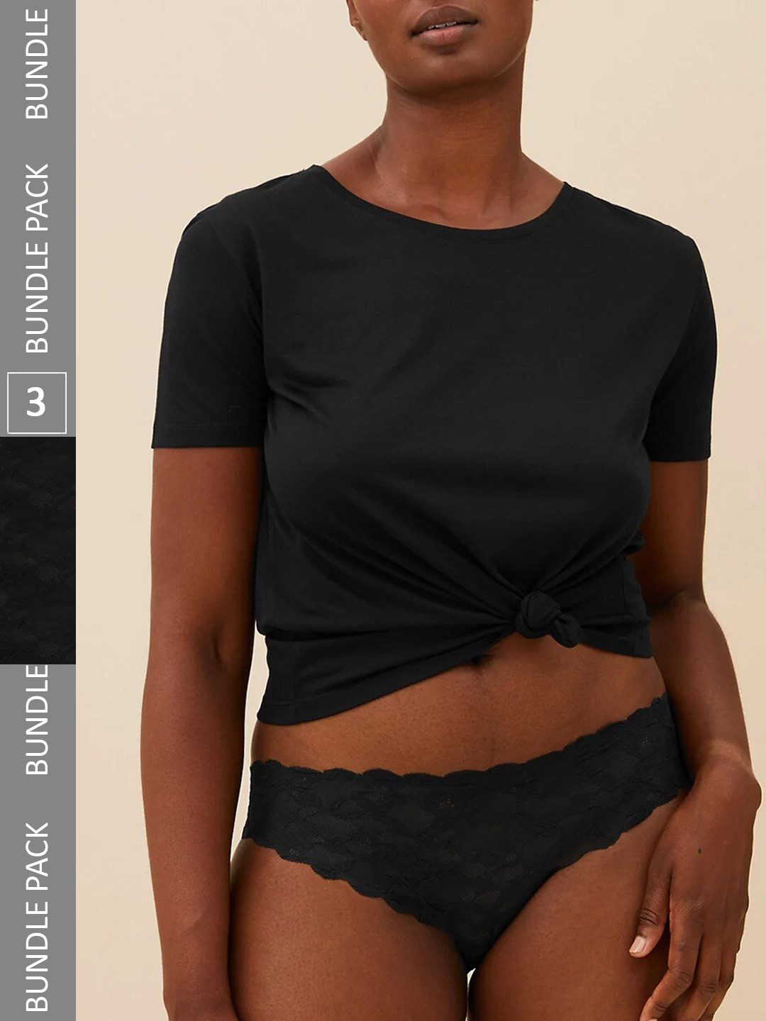 

Marks & Spencer Pack Of 3 Self-designed Lace Basic Briefs, Black