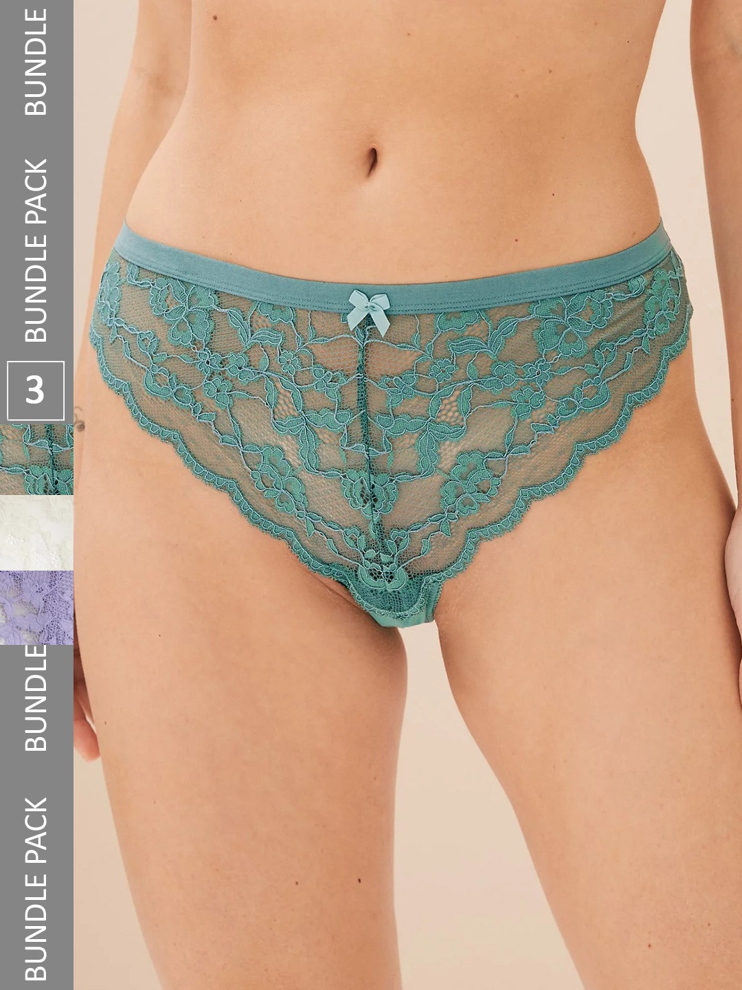 

Marks & Spencer Pack Of 3 Self-Designed Lace Thongs, White