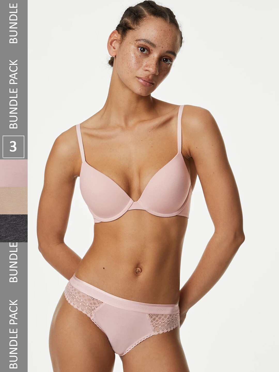 

Marks & Spencer Pack Of 3 Self-Designed Lace Basic Briefs, Pink