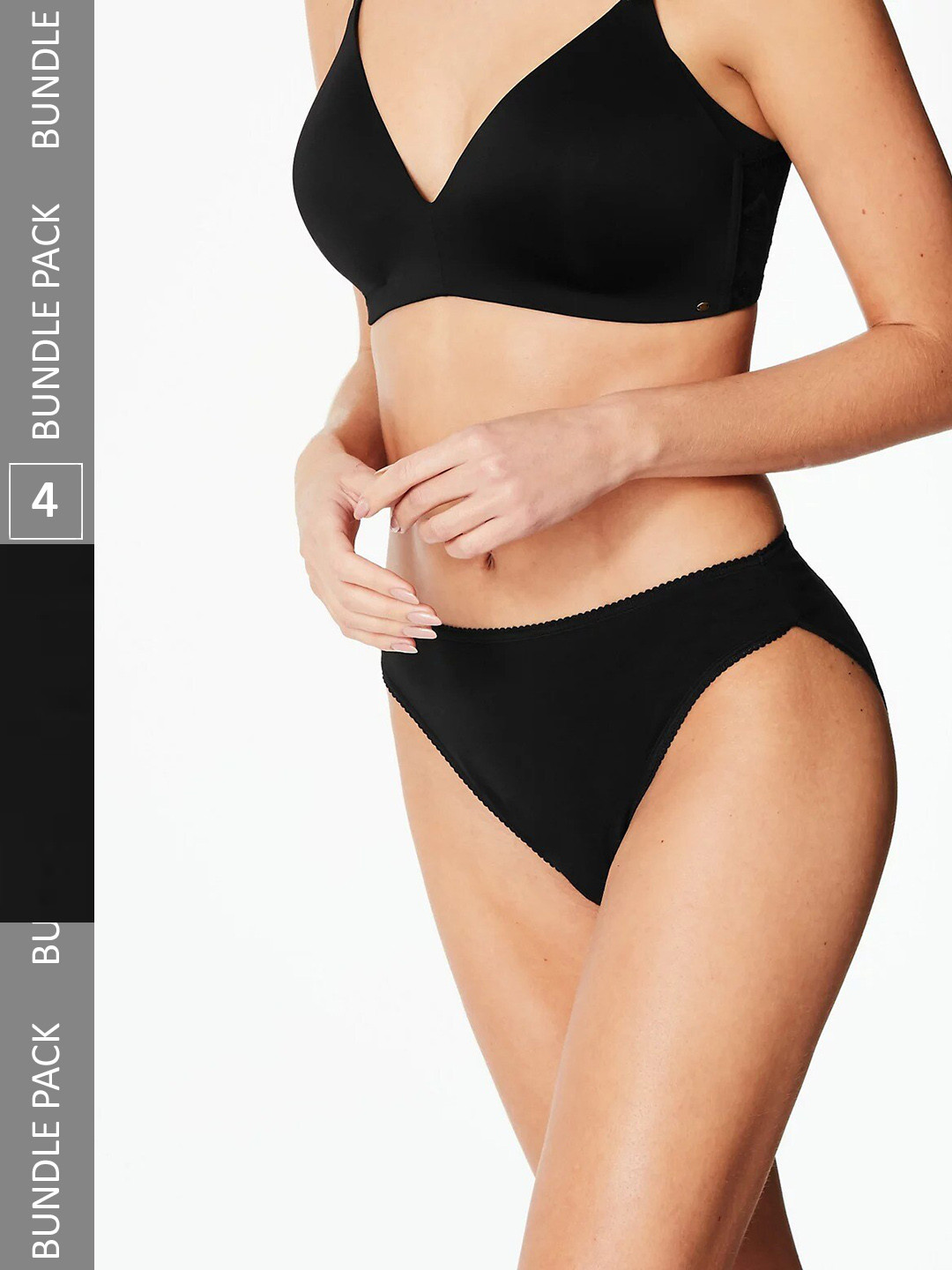 

Marks & Spencer Pack Of 4 Lace Detail Basic Briefs, Black