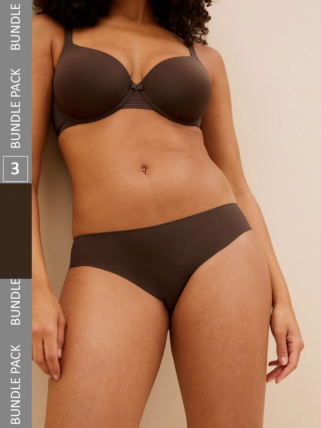 

Marks & Spencer Women Pack Of 3 Seamless Basic Briefs, Brown