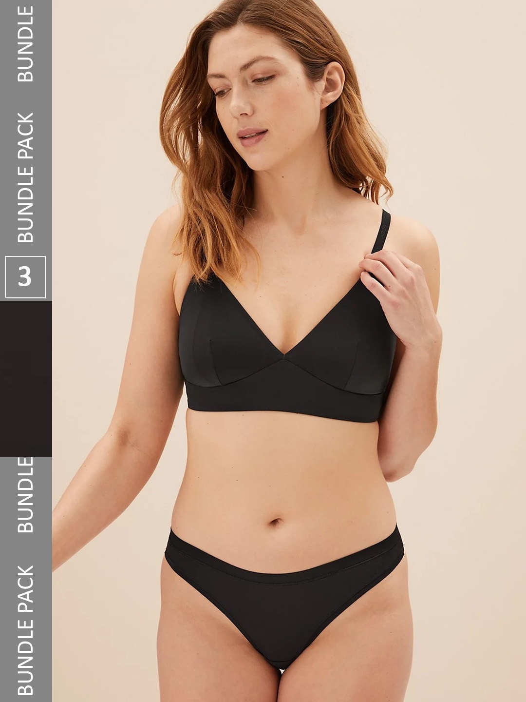 

Marks & Spencer Women Pack Of 3 Thong Briefs, Black