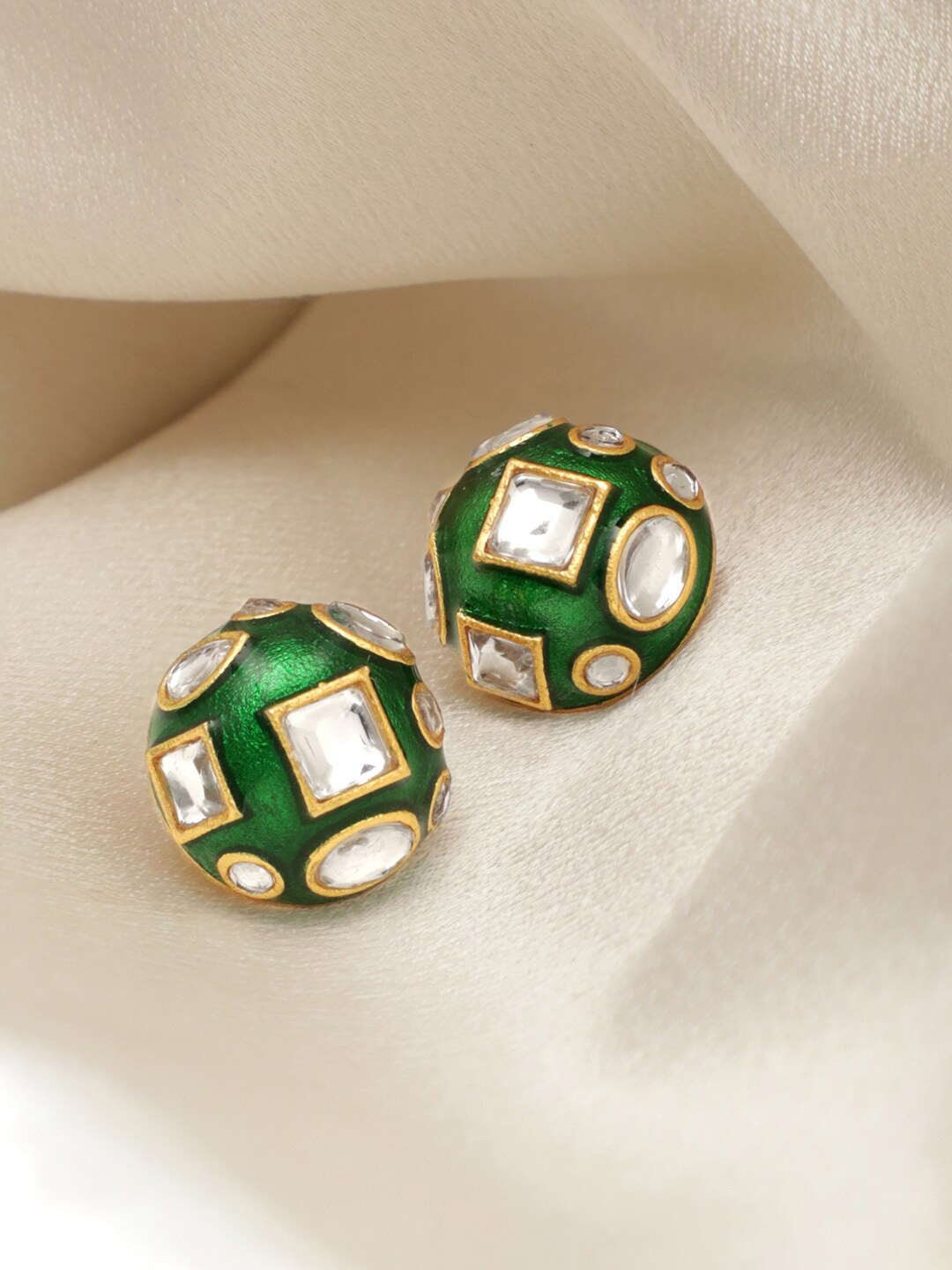 

Rubans Geometric Studs Earrings, Green
