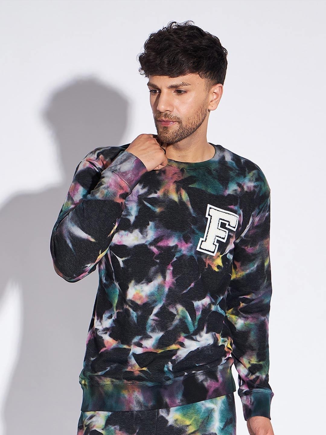 

FUGAZEE Black Tie & Dye Oversized Cotton Sweatshirt