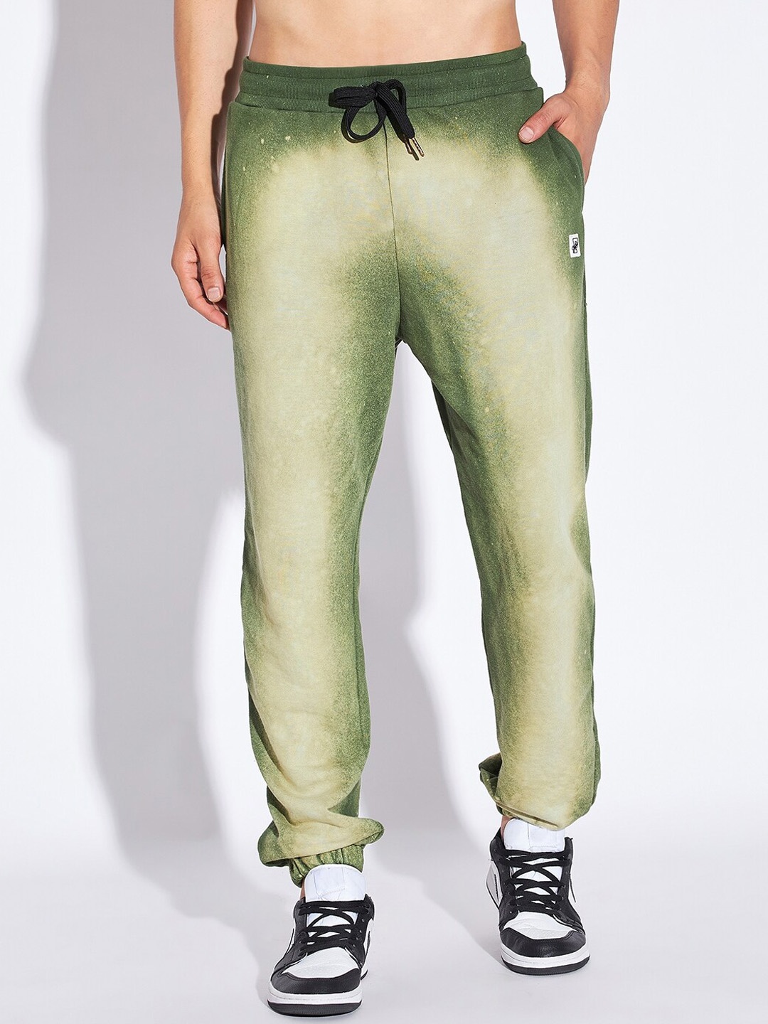 

FUGAZEE Men Tie & Dyed Cotton Terry Relaxed Fit Jogger, Olive