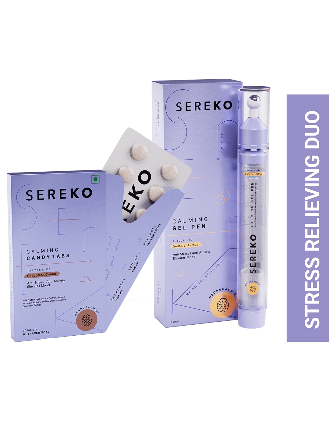 

SEREKO Signature Calming Duo - Calming Gel Pen 10ml + Candy Tabs 10 Tablets, Purple
