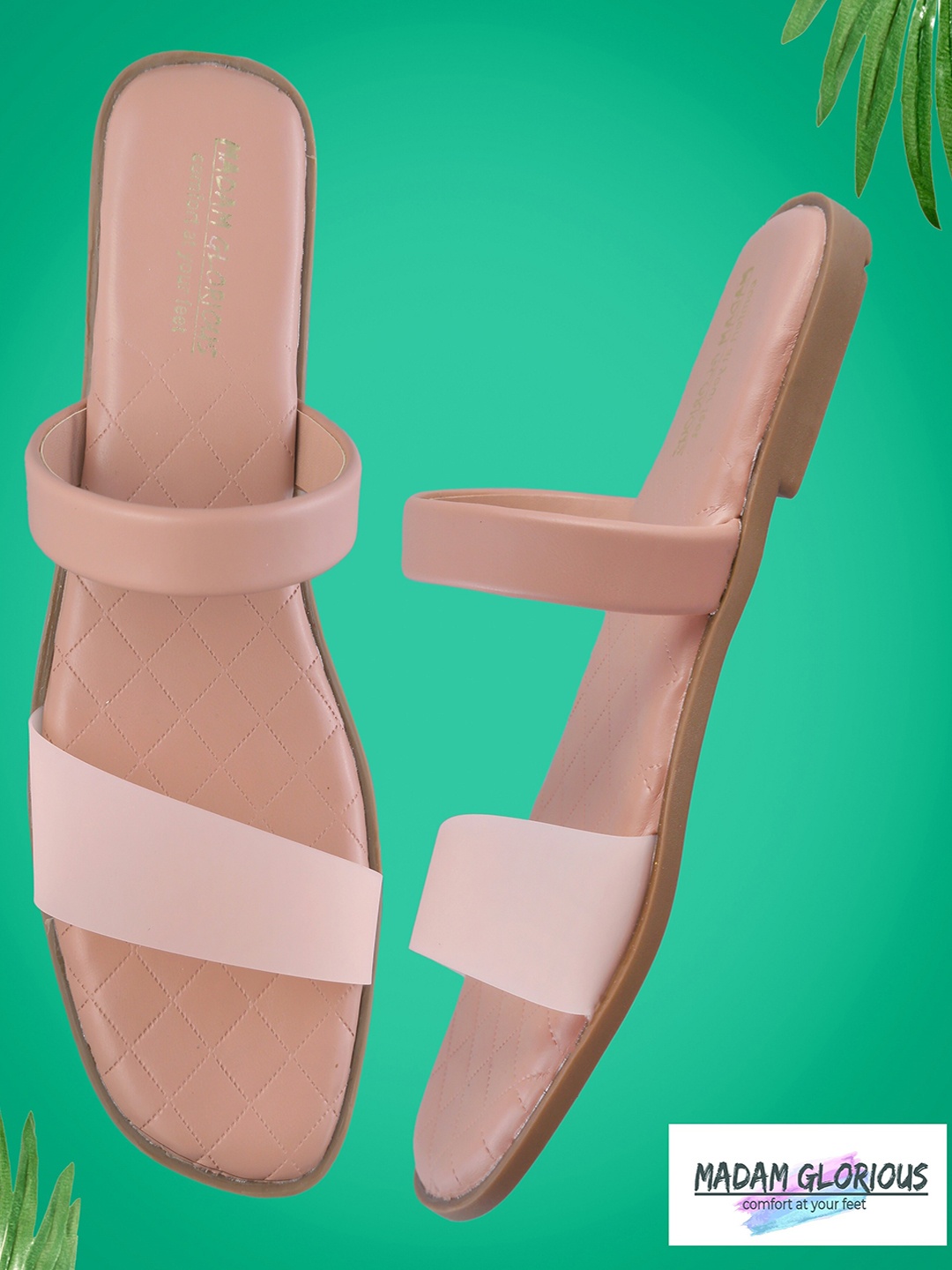 

madam glorious Textured Open Toe Flats, Peach