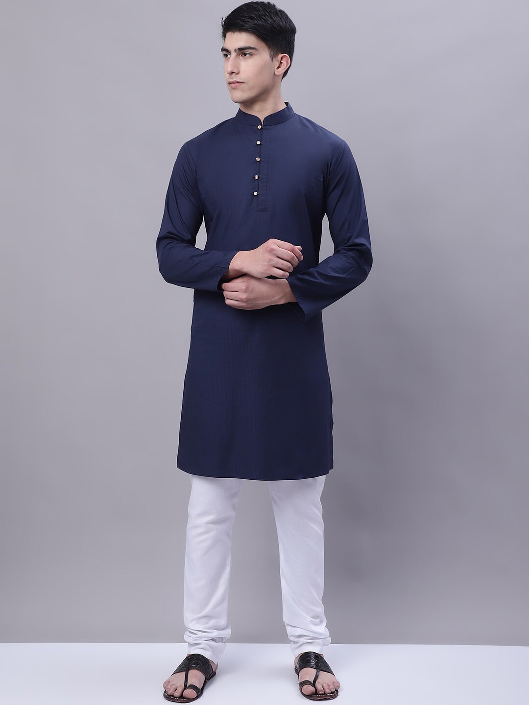 

Purple State Beads & Stones Pure Cotton Straight Kurta, Blue