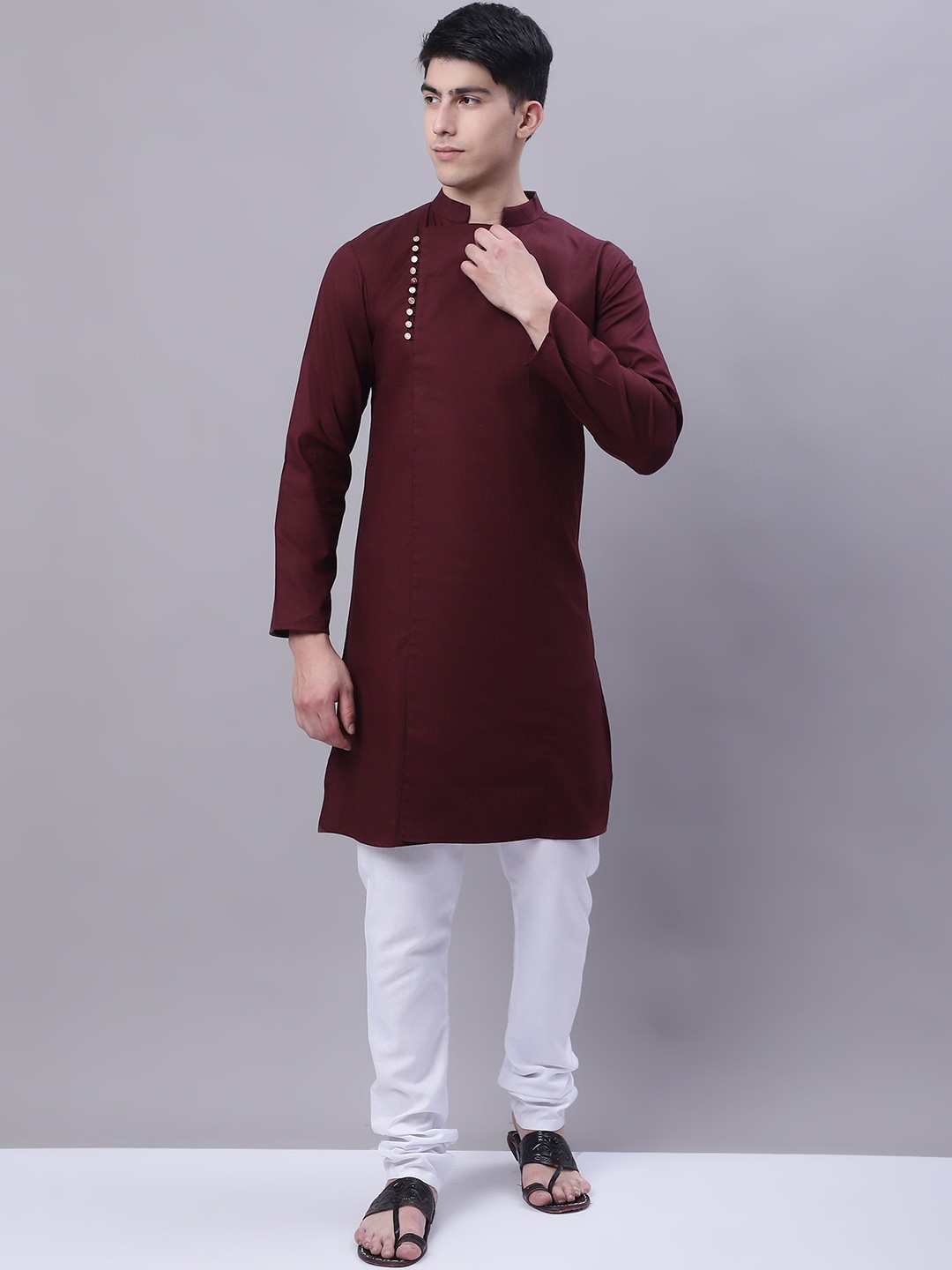 

Purple State Men Brown Thread Work Kurta