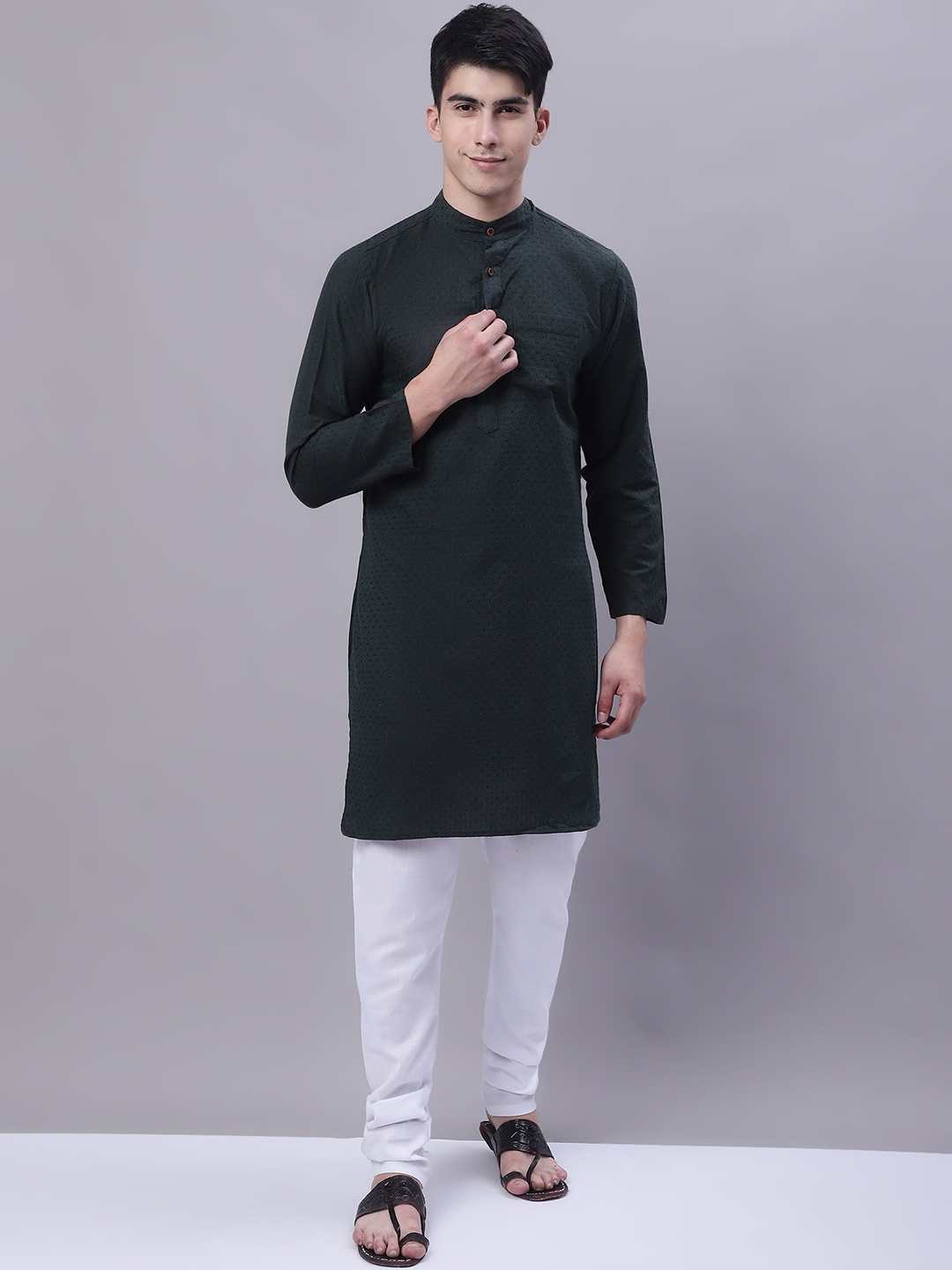 

Purple State Self Design Pure Cotton Straight Kurta, Black