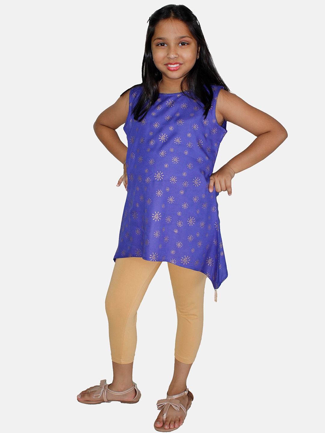 

KiddoPanti Girls Purple Printed Regular Kurta