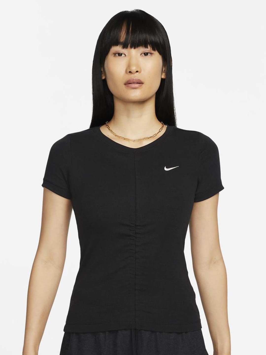 

Nike Sportswear Essentials Ribbed Short-Sleeve Mod Cropped T-Shirt, Black
