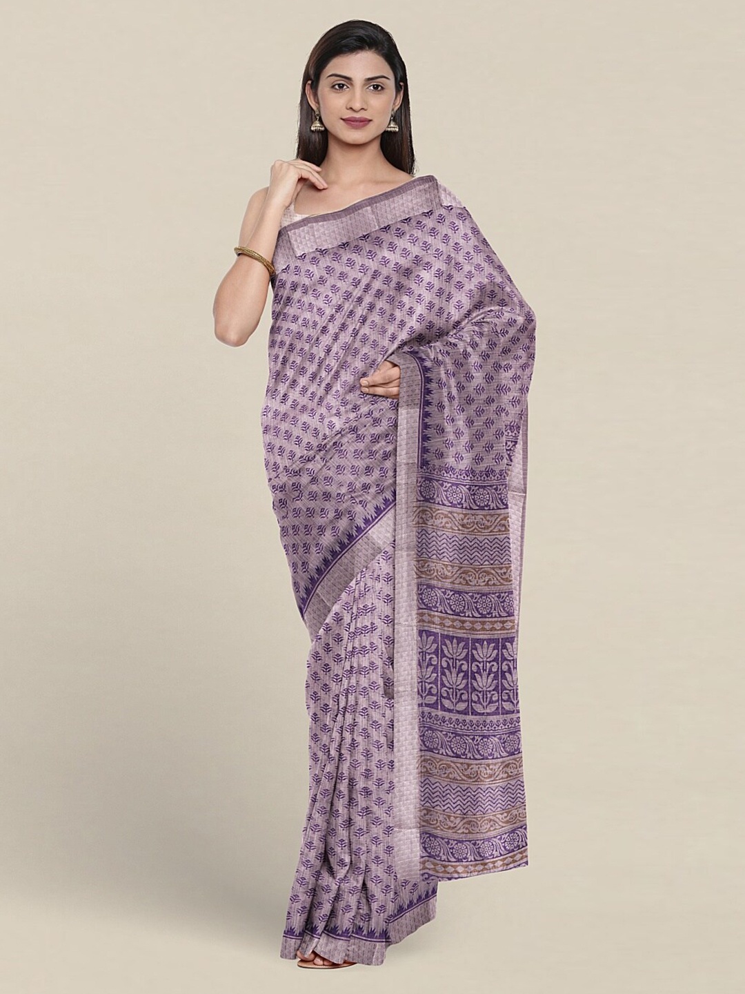 

Pothys Ethnic Motif Pure Cotton Saree With Blouse Piece, Lavender