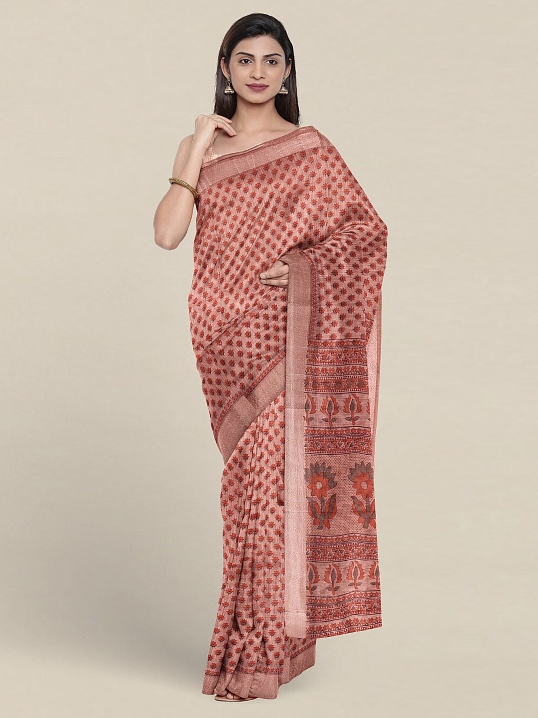

Pothys Floral Printed Pure Cotton Saree, Mauve