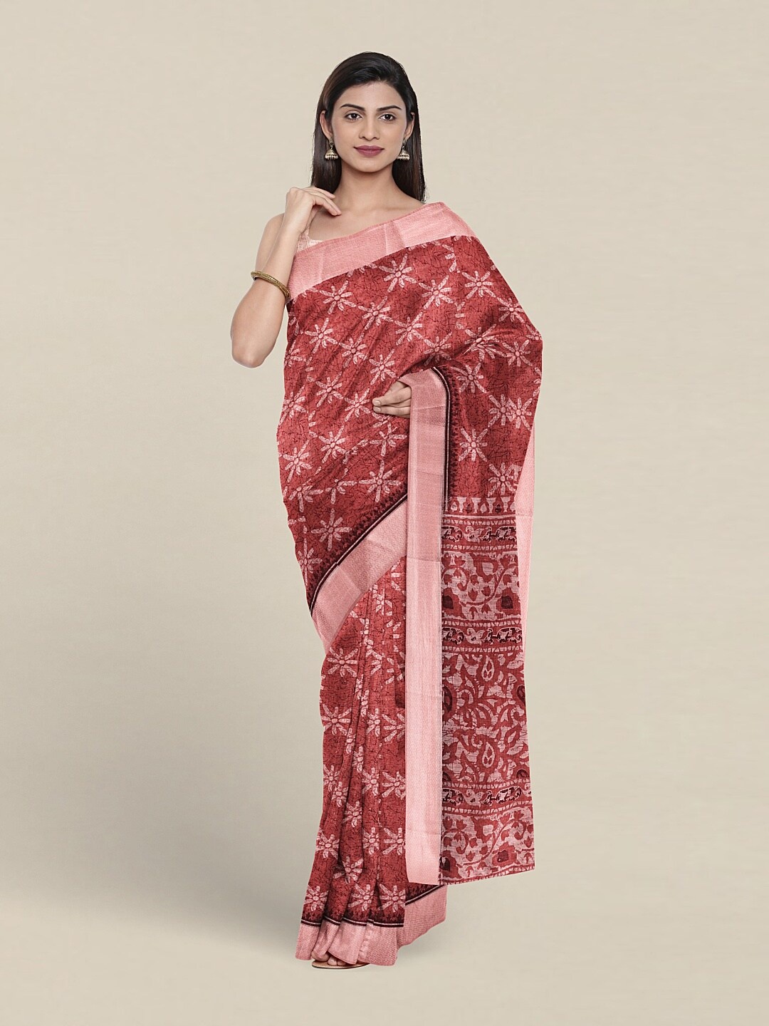 

Pothys Ethnic Motifs Printed Pure Cotton Saree, Maroon