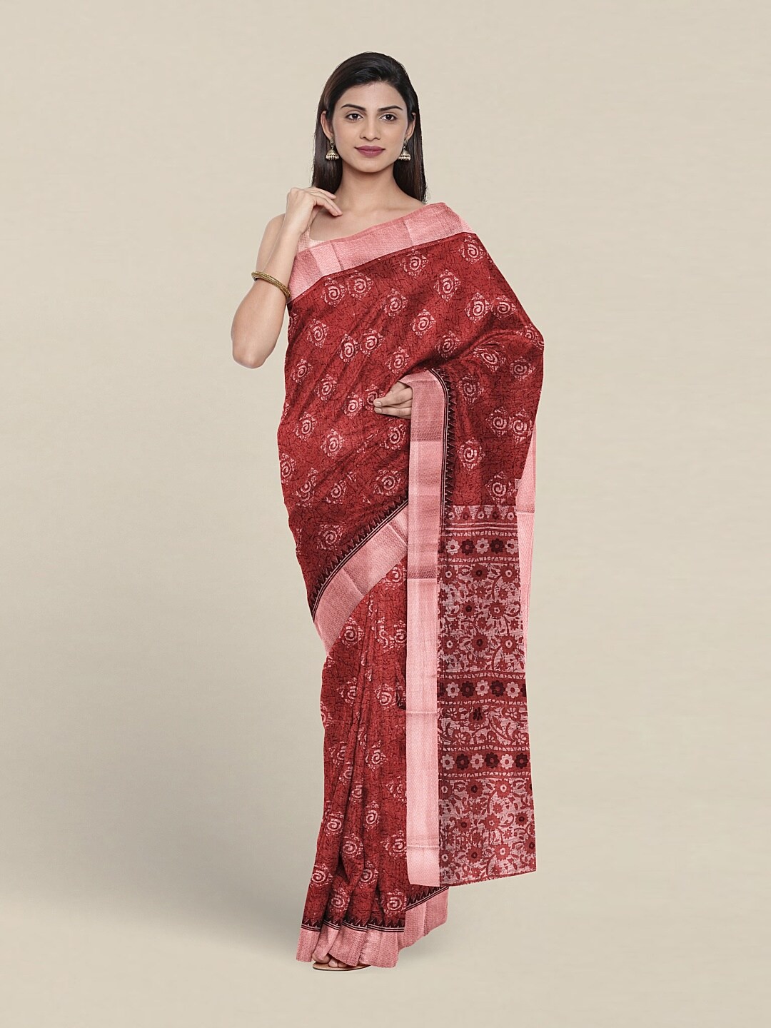 

Pothys Floral Printed Pure Cotton Saree, Mauve
