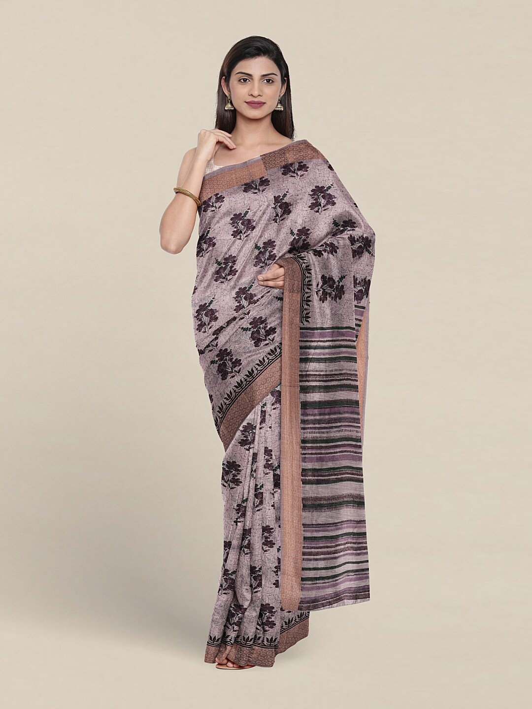 

Pothys Floral Printed Pure Cotton Saree, Lavender