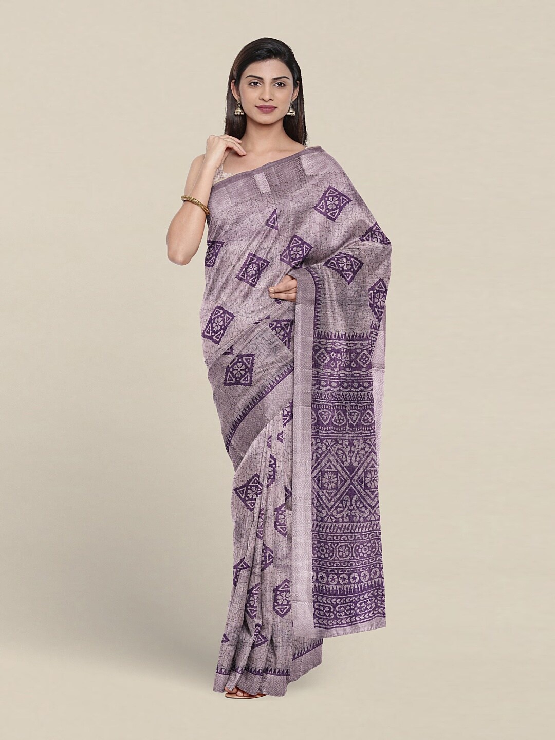 

Pothys Floral Printed Pure Cotton Saree, Lavender
