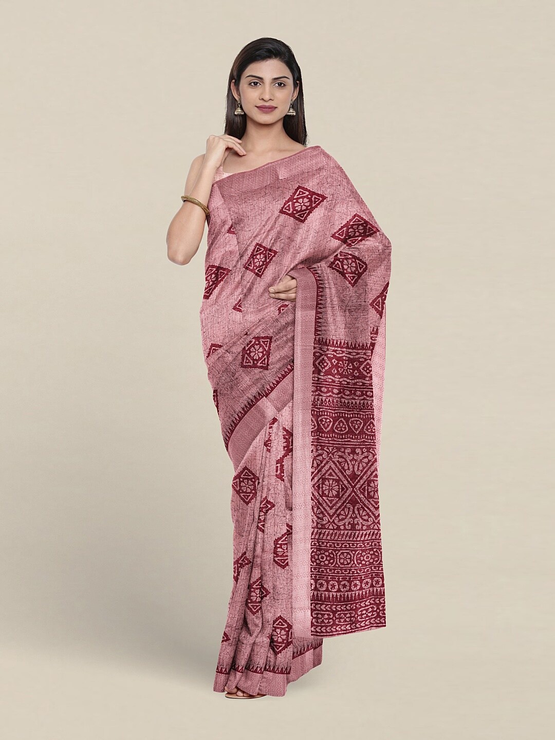 

Pothys Ethnic Motifs Printed Pure Cotton Saree, Pink