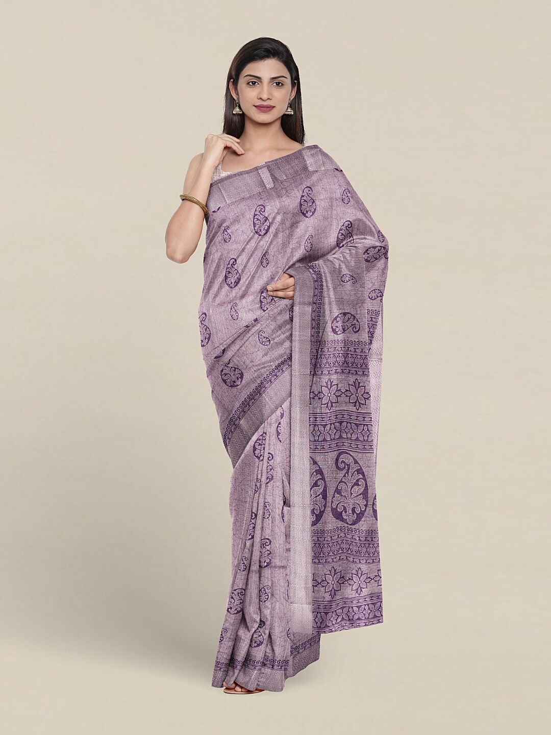 

Pothys Paisley Printed Pure Cotton Saree, Lavender