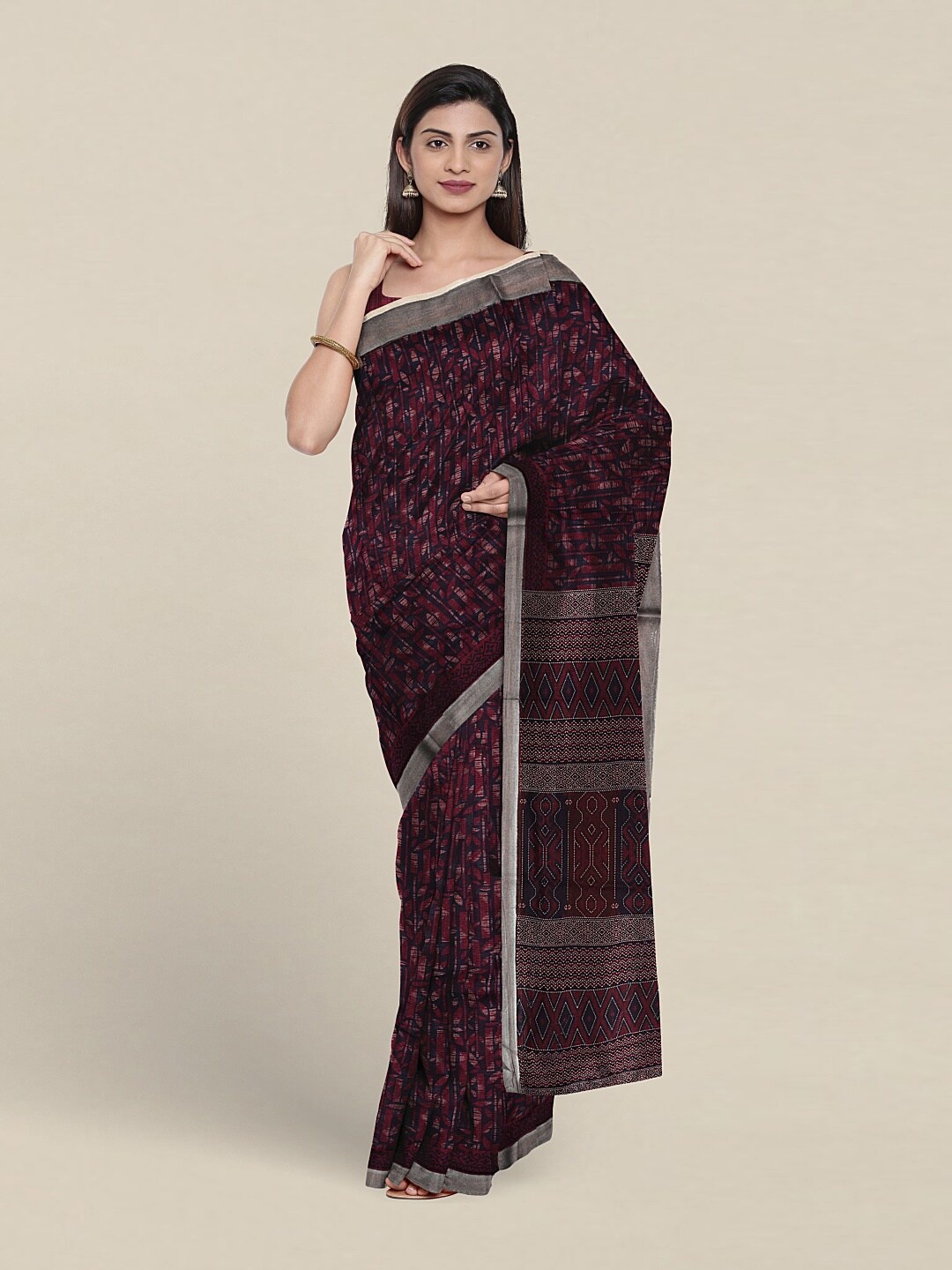 

Pothys Floral Printed Pure Cotton Saree, Purple
